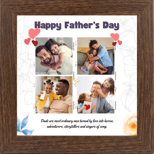 Personalized Father's Day Collage Photo Frame for Dad | 4 Photo Memory Gift | 5x5 Tabletop Frame