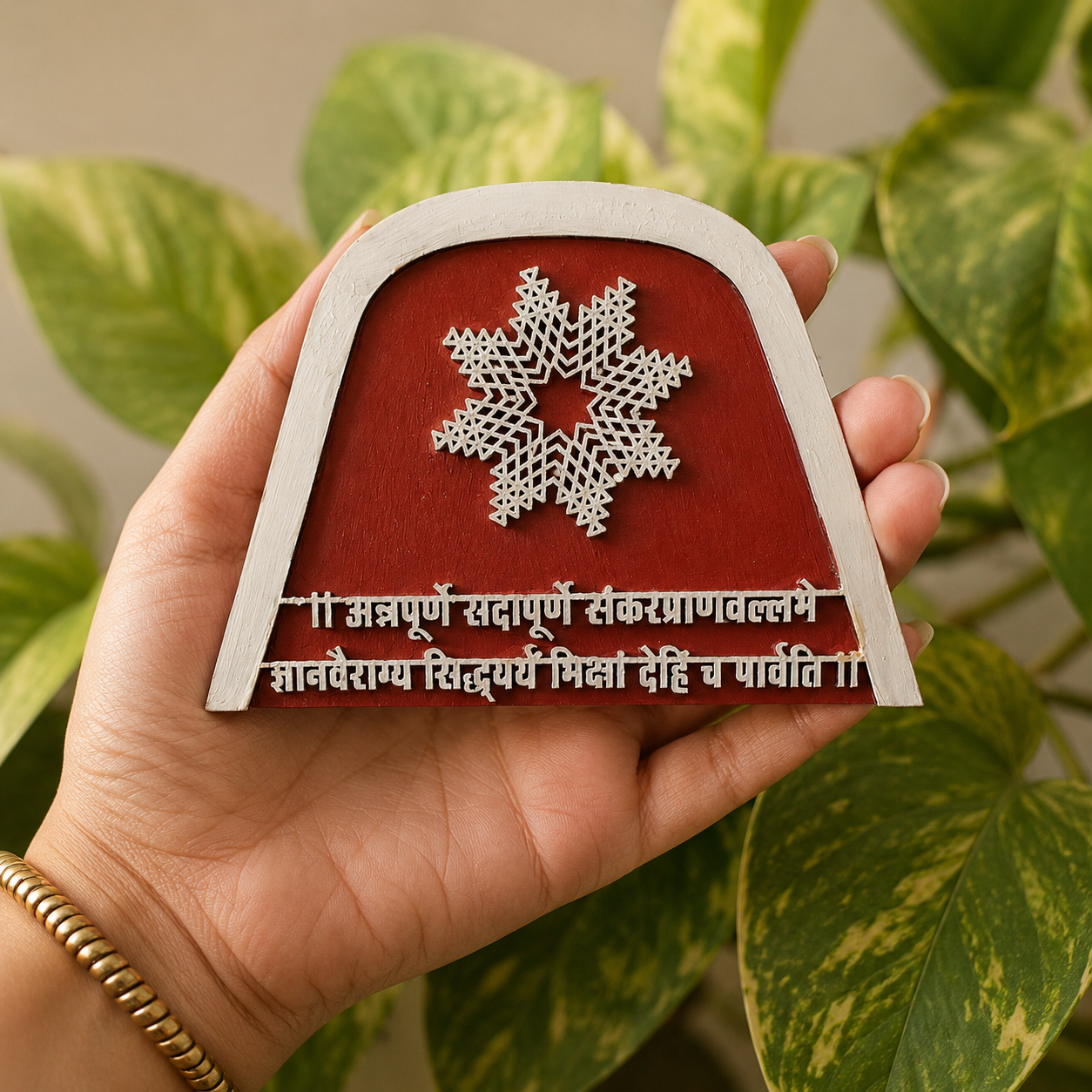 Handcrafted Annapurna Fridge Magnet | Wooden Annapurna Blessing Magnet