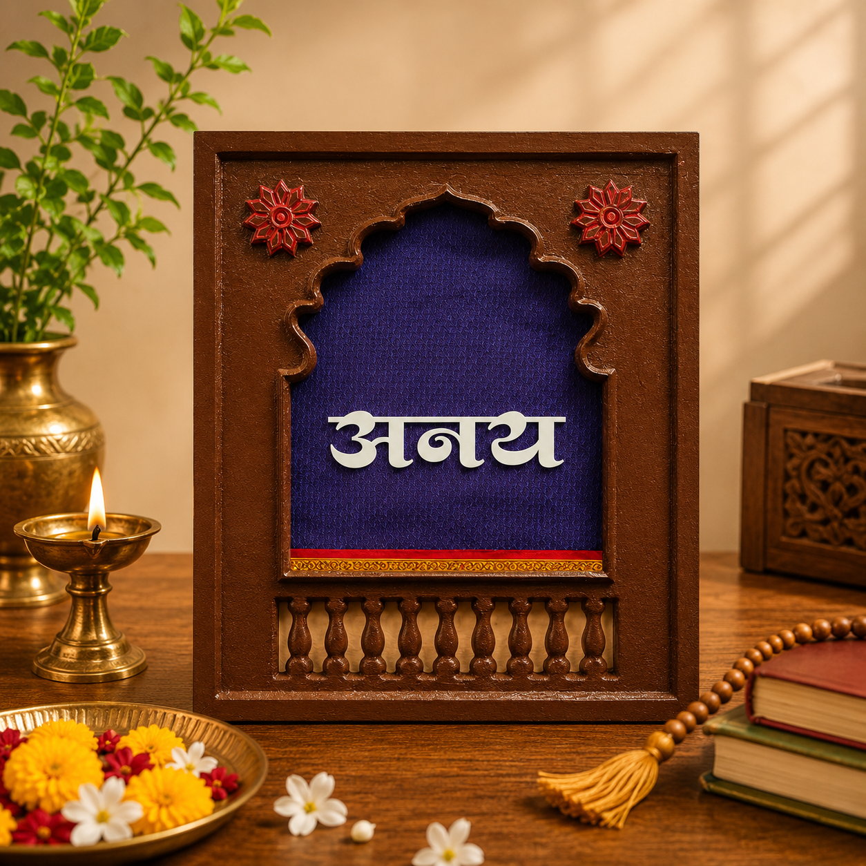 Custom Marathi Jharoka Name Frame | Handmade MDF Wall Decor