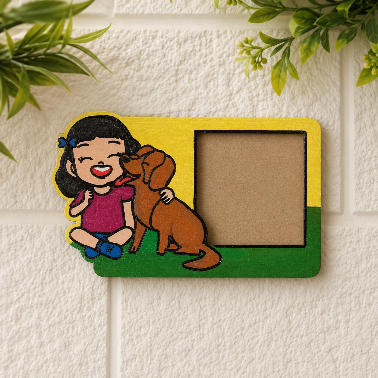 Personalized Girl & Dog Photo Fridge Magnet | Custom Pet & Child Memory Magnet
