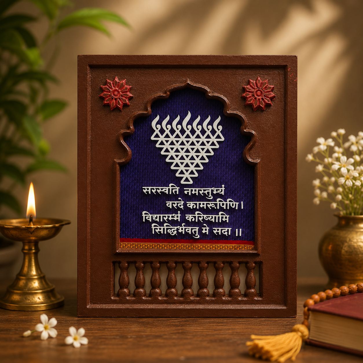 Devali Saraswati Wall Decor | 12x18 Inches Handmade MDF Wooden
