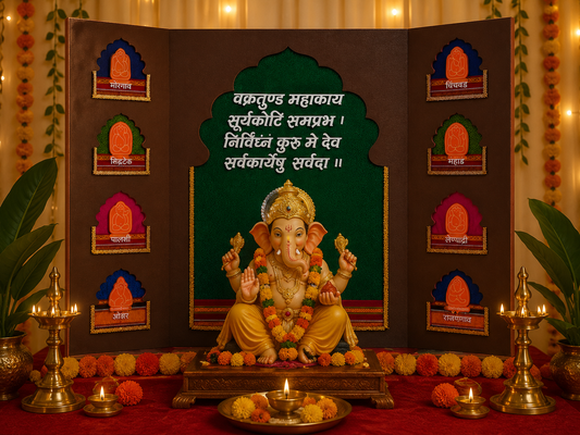 Ashtavinayak Ganpati Backdrop | Premium MDF & Acrylic Ganesh Decoration Panel (2 ft x 3 ft)