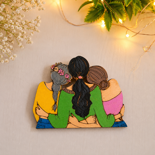 3 Best Friends Wooden Fridge Magnet | Handmade Friendship Magnet