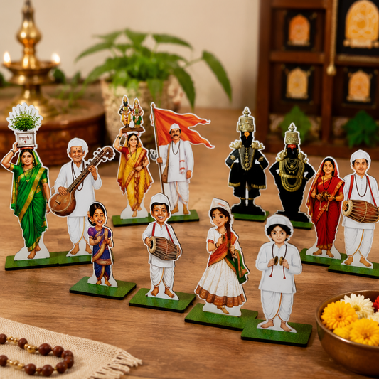 Varkari Family MDF 12-Members Wari Collection | Handmade Marathi Decorative Figurines
